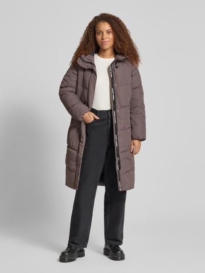 Only Płaszcz pikowany o kroju relaxed fit z kapturem model ‘MAGGI LIFE’ Średnioszary melanż 1