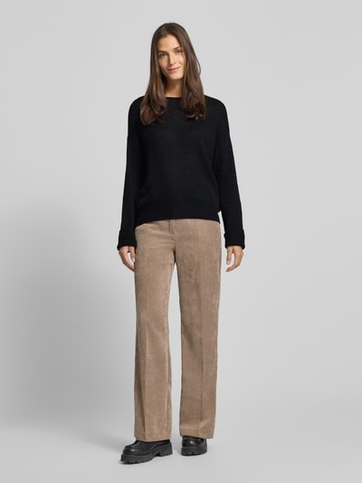 Brax Gebreide pullover met ribboorden, model 'LISA' Zwart - 1