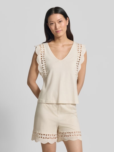 VERO MODA Regular Fit Top aus reiner Baumwolle Modell 'GABBY' Beige 4