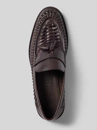 Produktfoto, Loafers aus Leder mit Quasten Modell 'Lozham' von Gant in Dunkelbraun, Flecht-Optik, abgerundete Form, strukturierte Sohle