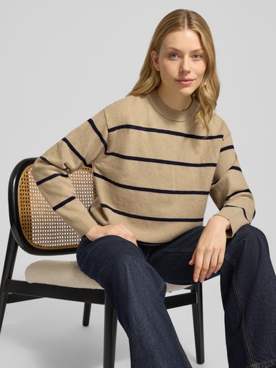 MANGO Strickpullover mit Rundhalsausschnitt Modell 'MARINA' Beige 3