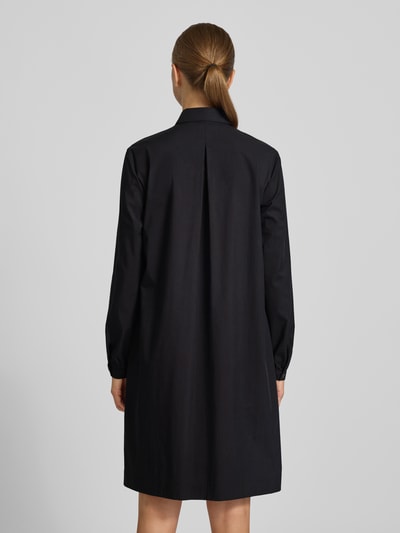 0039 Italy Knielange jurk met siergarnering, model 'DANNIKA' Zwart - 5