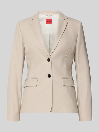 Produktfoto, Slim Fit Longblazer mit Viskose-Anteil Modell 'ADALAS' von HUGO, Optik: Unifarben, Reverskragen, 2-Knopf-Verschluss, Schulterpolster, Langarm, Pattentaschen, glatte Struktur