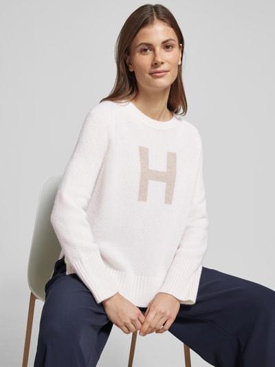 Hemisphere Strickpullover mit Label-Print Offwhite 3