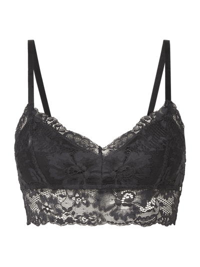 Skiny Biustonosz typu bralette z kwiatowej koronki Czarny 2