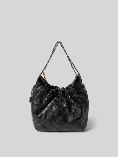 Produktfoto, Shoulder Bag in Leder-Optik von Tory Burch mit Strukturmuster, Zierkette, Ketten-Optik und offenem Hauptfach, Maße 19x21x7 cm
