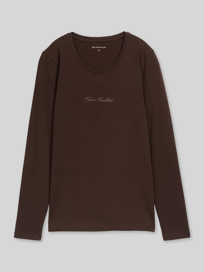 Tom Tailor Longsleeve mit Logo-Schriftzug Dunkelbraun 2