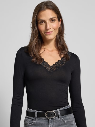 Vero Moda Regular Fit Langarmshirt aus Viskose-Mix Modell 'ROSA' Black 3
