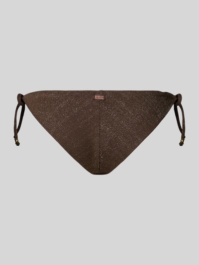 Produktfoto, Bikini-Slip mit seitlicher Schnürung von Banana Moon, schimmerndes Braun, Material-Mix mit Stretch-Anteil, körpernahe Passform