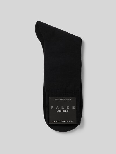 Produktfoto, Sokken met labelprint in set van 3 van Falke, mix van katoen en scheerwol met stretch, nauwsluitend model, geribde boord