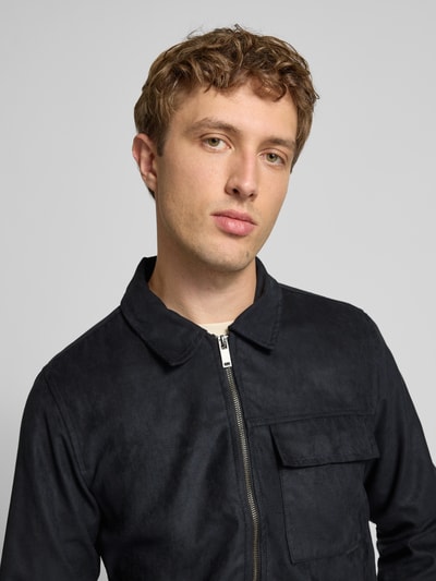 Blend Jacke in Leder-Optik mit Brusttasche Modell 'HELGER' Black 3