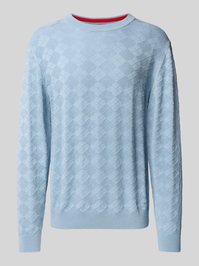 HUGO Gebreide pullover met ribboorden, model 'Sargyle' Lichtblauw - 2