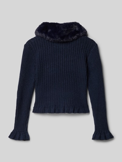 Mayoral Strickjacke mit Kunstfellbesatz Marine 3