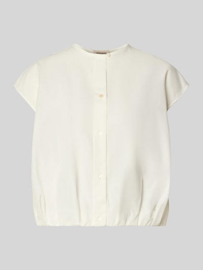 Produktfoto, Boxy Fit Kurzarmbluse aus reiner Baumwolle Modell 'GELATINA' von Weekend Max Mara in Creme mit lockerer Passform und glatter Textur. Damen Kurzarmbluse von Max Mara