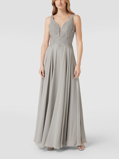 Luxuar Abendkleid mit  Zierbesatz Mittelgrau 4