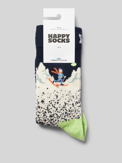 Happy Socks Skarpety z wyhaftowanym logo model ‘Snowy Night’ Niebieski 3