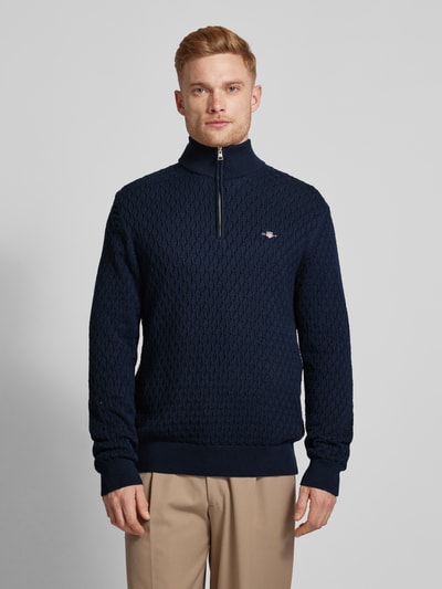 Gant Schipperstrui met geborduurd label Marineblauw - 4