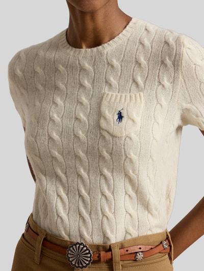 Polo Ralph Lauren Regular Fit Pullover aus Woll-Mix mit Logo-Stitching Offwhite 3
