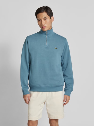 Lacoste Sweatshirt mit Troyer-Kragen Rauchblau 4