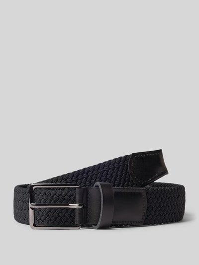 Produktfoto, Stoffgürtel mit Zopfmuster von bugatti, dunkelblau, Dornschließe in metallic, 3 cm Breite, strukturierte Oberfläche