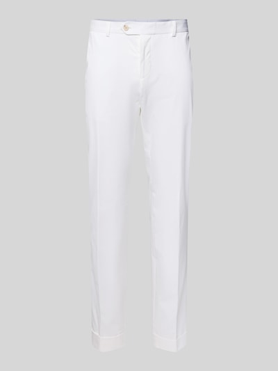 Productfoto, Slim Fit Hose aus Baumwoll-Mix Modell 'H-GENIUS' van BOSS, witte unilook, twill textuur, steekzakken, knoopsluiting, klepzakken, katoenmix