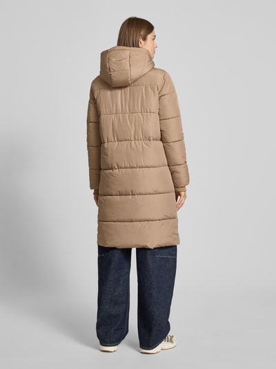 Pieces Regular fit gewatteerde lange jas met storm cuffs, model 'BEE' Camel gemêleerd - 5