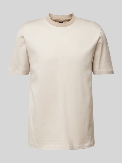 BOSS T-Shirt mit geripptem Rundhalsausschnitt Modell 'Thompson' Beige 2