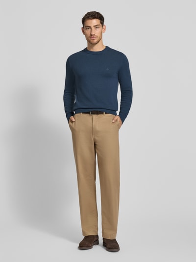 Marc O'Polo Sweter z dzianiny o kroju regular fit z mieszanki bawełny i żywej wełny Szaroniebieski 1