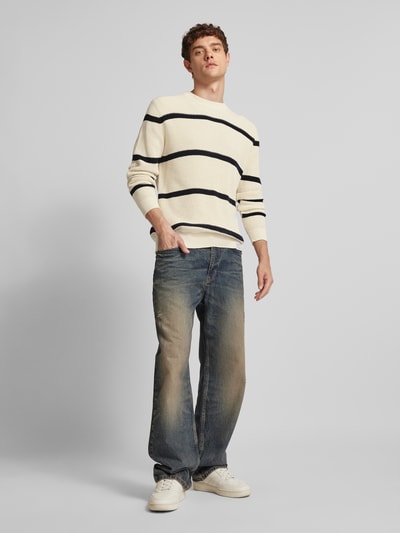 Pepe Jeans Gebreide pullover met ronde hals, model 'Cairo' Offwhite - 1