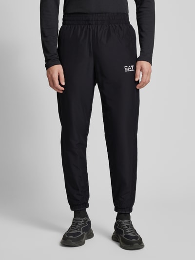 EA7 Emporio Armani Tapered fit trainingsbroek met labelprint Zwart - 4