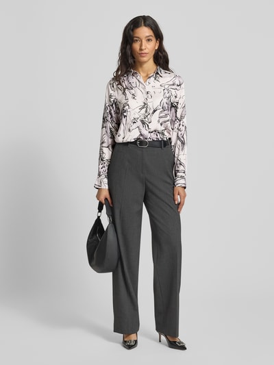 Milano Italy Regular fit blouse van viscose in all-over look Lichtgrijs - 1