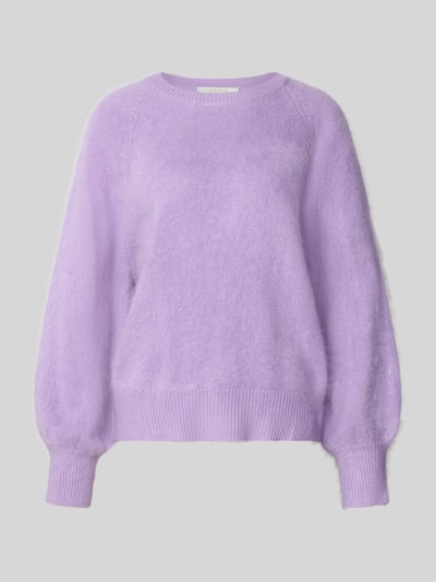 Produktfoto, Regular Fit Pullover aus Kaschmir-Mix mit Woll-Anteil von HERZENS, fliederfarben, Strick-Optik, Rundhalsausschnitt, elastische Ärmel.