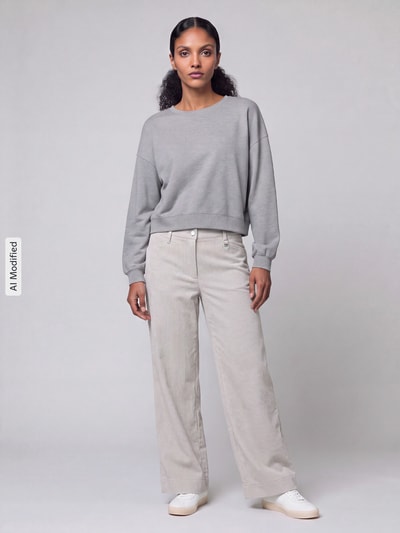MAC Wide Leg Cordhose mit Gürtelschlaufen Modell 'Palazzo' Offwhite 1