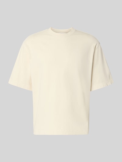 Produktfoto, kremowy t-shirt model 'CORY' z czystej bawełny od Selected Homme, Męski t-shirt, gładka struktura, proste szerokie rękawy