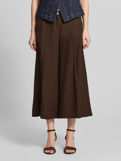 Brax Loose Fit Leinenhose mit elastischem Bund Modell 'MELLI' Schoko 4