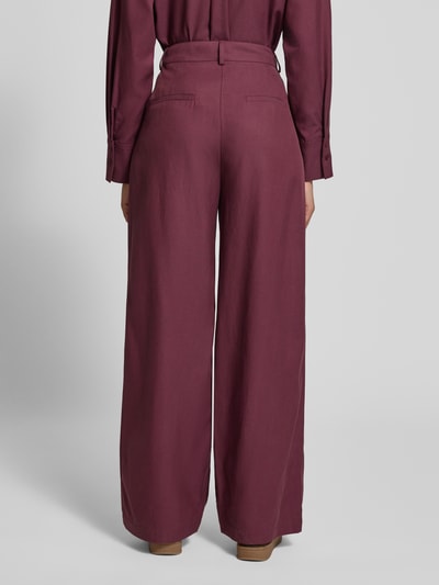 JAKE*S STUDIO WOMAN Stoffen broek van een mix van lyocell en katoen met wijde pijpen Bordeaux - 5