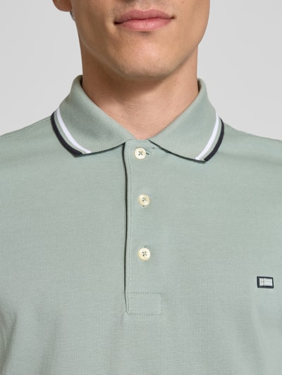 Christian Berg Men Poloshirt met labelstitching Olijfgroen - 3