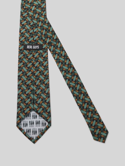 REAL GUYS Seidenkrawatte mit Logo-Print (8,5 cm) Oliv 2