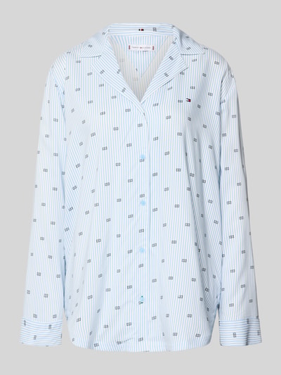 Tommy Hilfiger Pyjamaoberteil mit Logo Print aus Viskose Hellblau 2