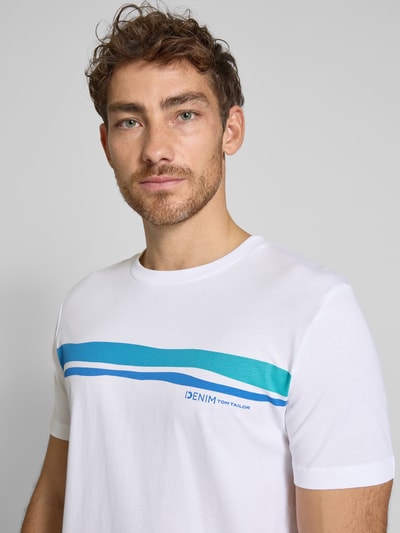 Tom Tailor Denim Regular Fit T-Shirt aus reiner Baumwolle Weiss 3