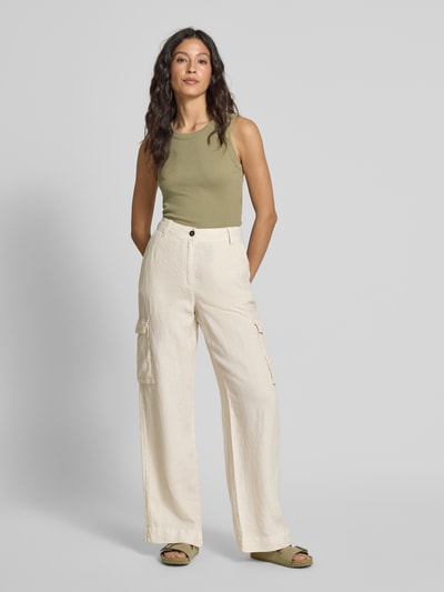 Marc O'Polo Loose fit linnen broek in cargolook  Zand - 1