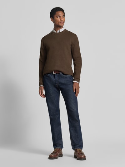 Lindbergh Slim Fit Strickpullover Baumwoll-Mix Schoko 1