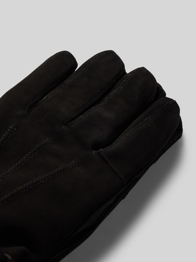 Barbour Lederhandschuhe mit Ziernähten Black 3