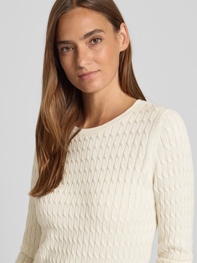 Christian Berg Woman Strickpullover mit Zopfmuster Offwhite 3