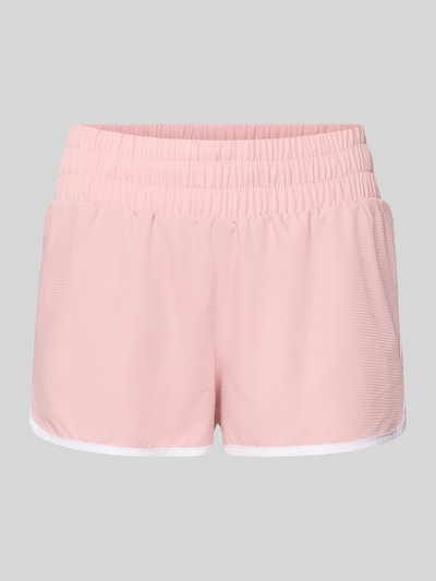 Produktfoto, Running Shorts mit elastischem Bund von VARLEY in Rosa, lockerer Schnitt, Material-Mix mit Stretch-Anteil, weiße Kanten.