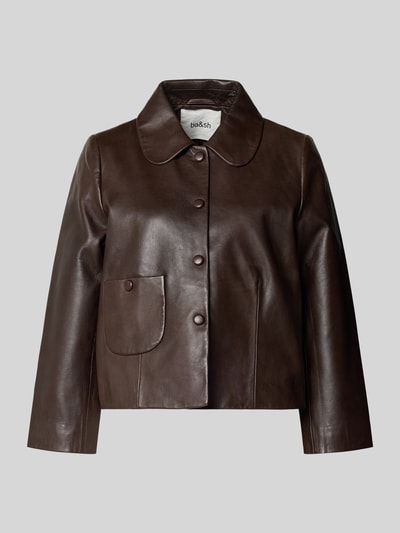 Produktfoto, Lederjacke mit Umlegekragen Modell 'MILOS' von Bash aus reinem Lammleder, gerader Schnitt, Eingrifftaschen, ciemny brąz