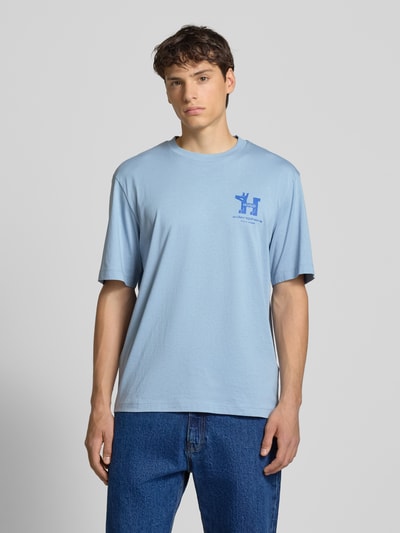 Hugo Blue T-shirt met motiefprint, model 'Nedix' Rookblauw - 5