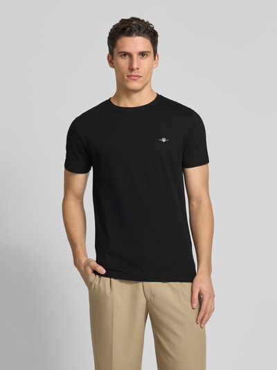 Gant Slim Fit T-Shirt mit Label-Stitching Black 4