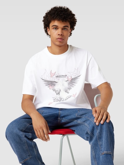 Mister Tee Oversized T-Shirt mit Motiv-Print Modell 'DOVES' Weiss 3