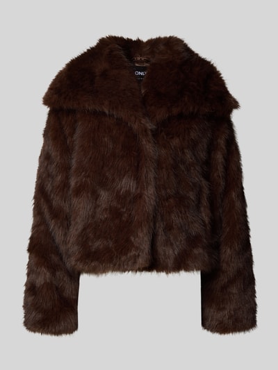 Only Relaxed fit jack van imitatiebont met haakjessluiting, model 'DAWN LIFE' Chocoladebruin - 2
